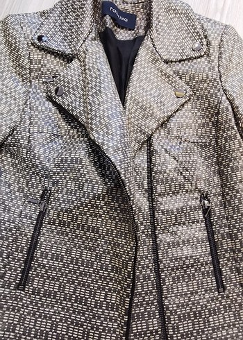 Fabrika marka Yılan Desenli deri Ceket - Görsel 4