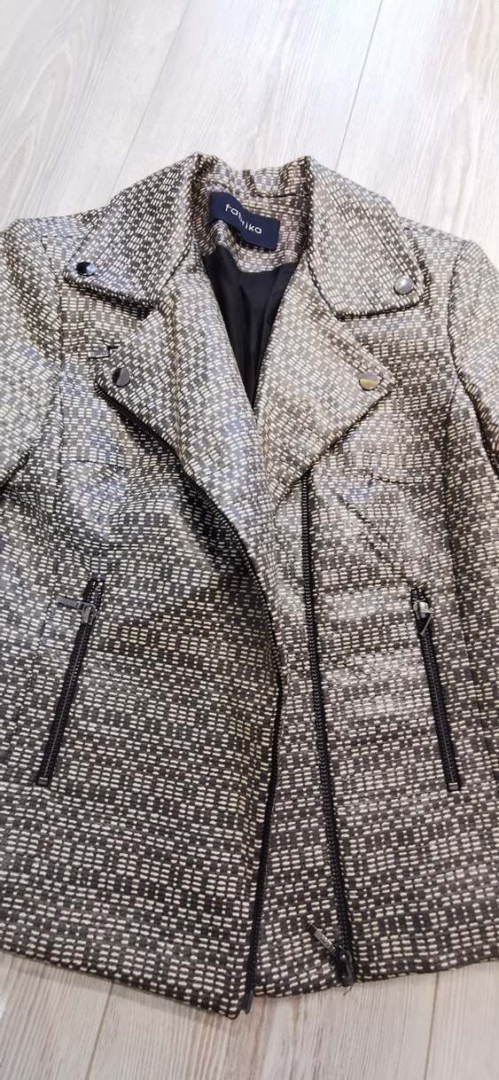 Fabrika marka Yılan Desenli deri Ceket - Görsel 4