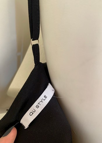 Siyah Drapeli Midi Elbise  - Görsel 5