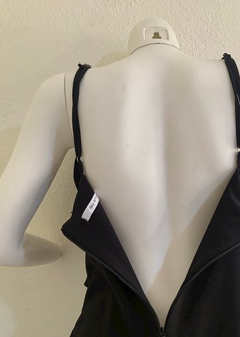 Siyah Drapeli Midi Elbise  - Görsel 4