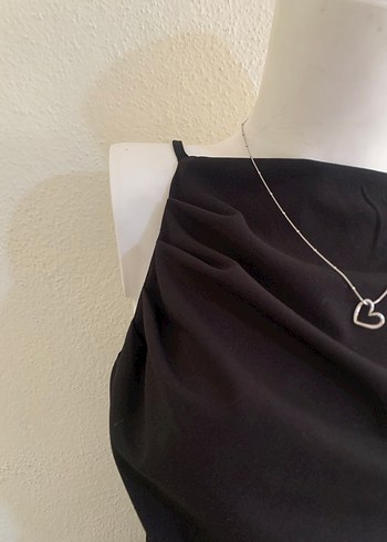 Siyah Drapeli Midi Elbise  - Görsel 3