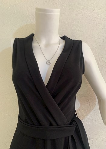 Düz Siyah Geniş Paça Tulum - Görsel 2