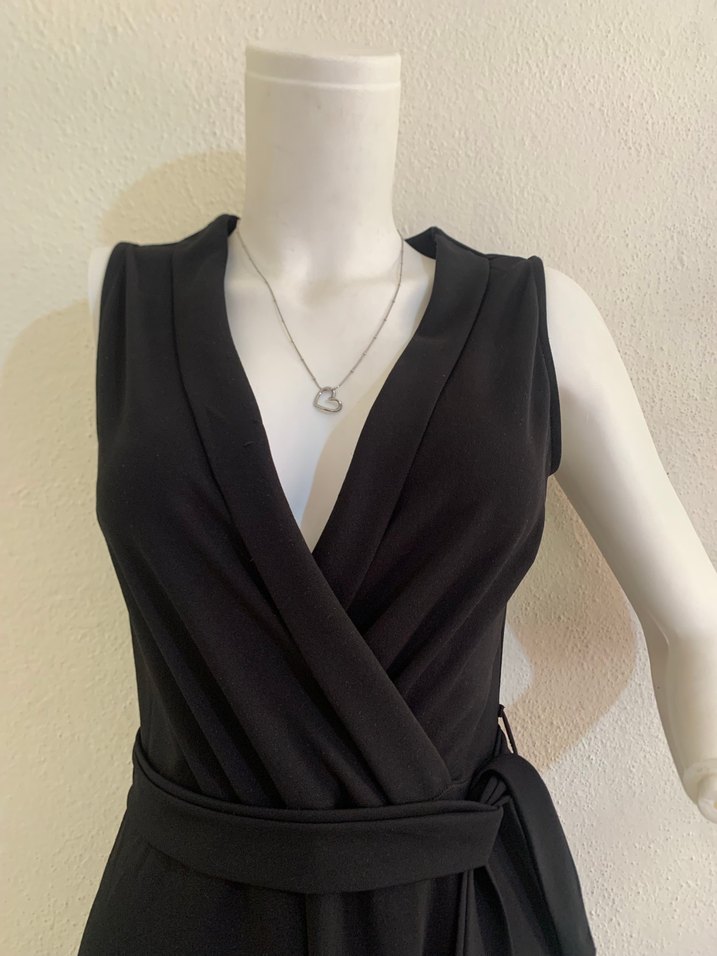 Düz Siyah Geniş Paça Tulum - Görsel 2