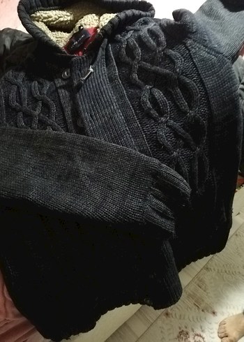 Gri Örgü Boğazlı Triko mont - Görsel 4