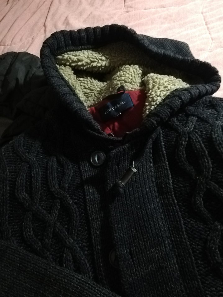 Gri Örgü Boğazlı Triko mont - Görsel 2