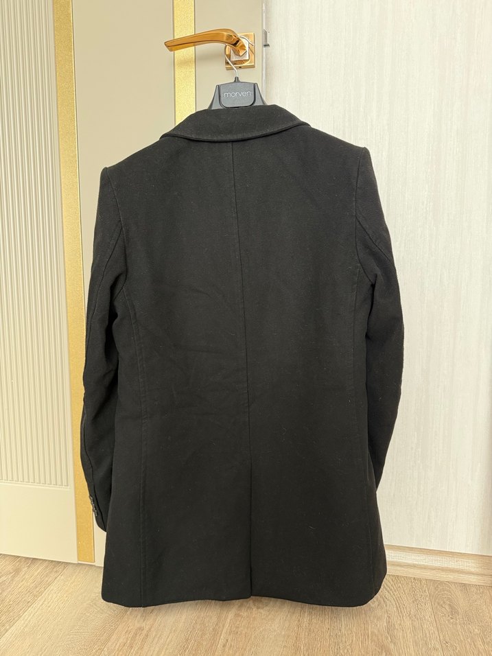 Siyah Düğmeli Midi Erkek Kaban - Görsel 2