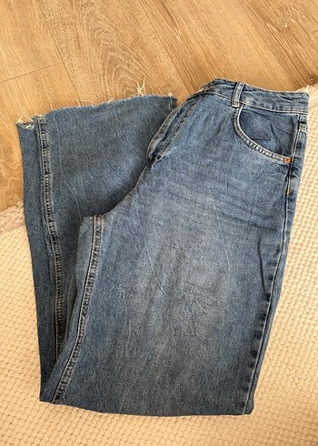 Gri Loose Fit Midi Denim Kadın Kot Pantolon - Görsel 3