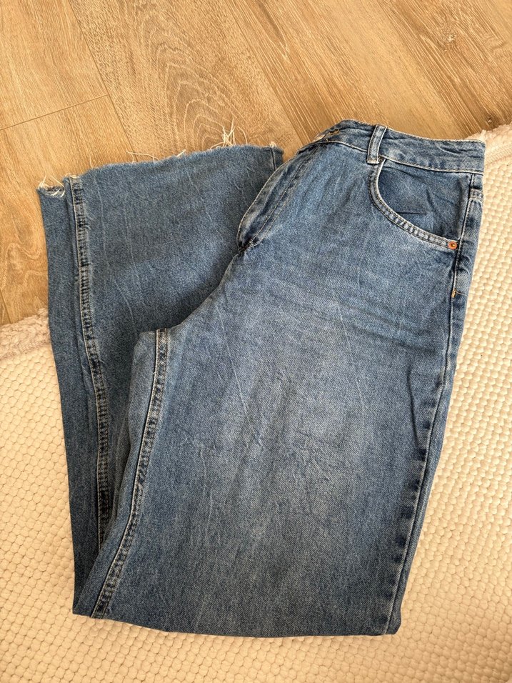 Gri Loose Fit Midi Denim Kadın Kot Pantolon - Görsel 3