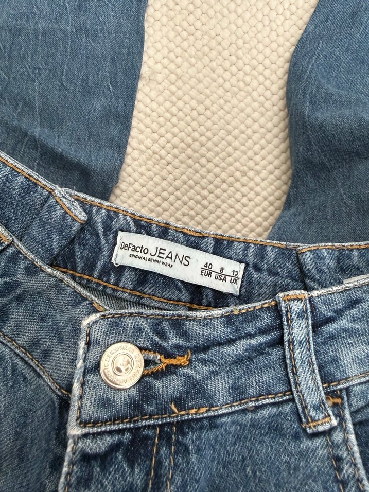 Gri Loose Fit Midi Denim Kadın Kot Pantolon - Görsel 2