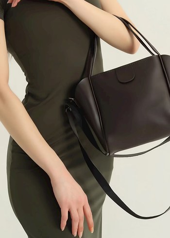 Kahverengi Deri Kadın Omuz Çantası - Görsel 2