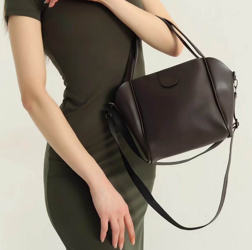 Kahverengi Deri Kadın Omuz Çantası - Görsel 2