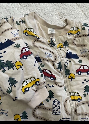 18-24 Ay Beden Erkek Çocuk Gri Baskılı Fermuarlı Pijama
