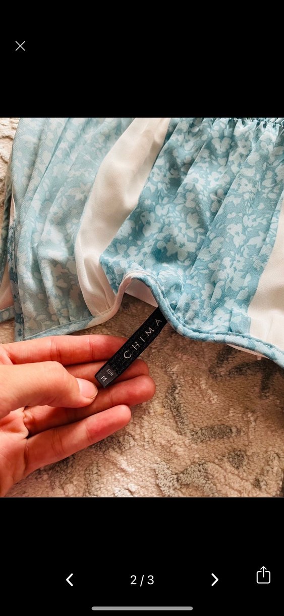 Turkuaz Bağcıklı Midi Elbise - Görsel 2