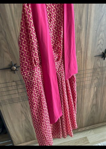 Pembe Uzun Salaş Askılı Elbise - Görsel 3