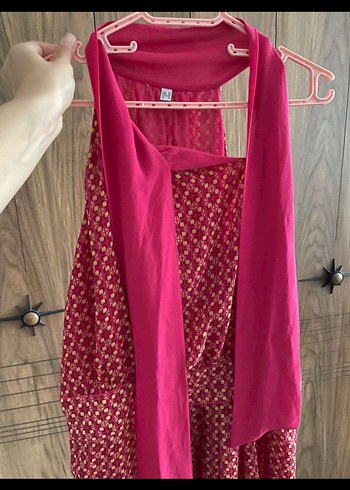 Pembe Uzun Salaş Askılı Elbise - Görsel 4