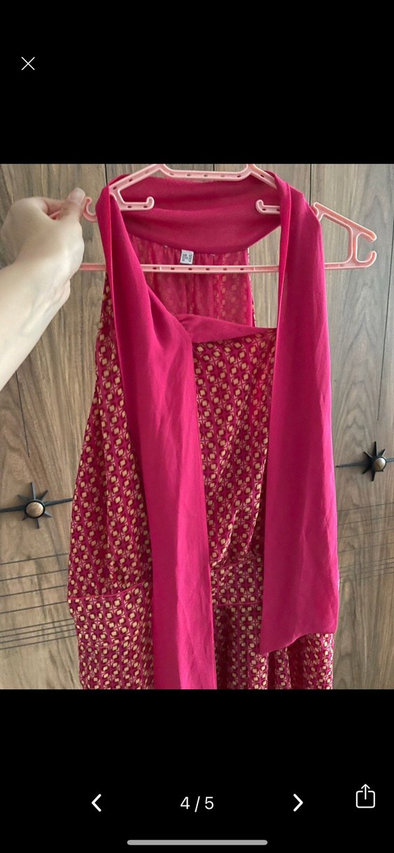 Pembe Uzun Salaş Askılı Elbise - Görsel 4