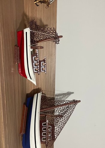 Üçlü Ahşap Yelkenli Gemi Figürleri - Görsel 3