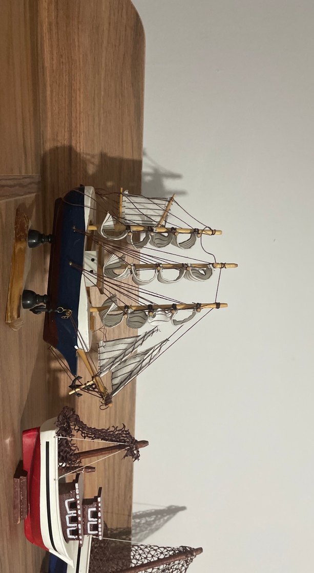 Üçlü Ahşap Yelkenli Gemi Figürleri - Görsel 2