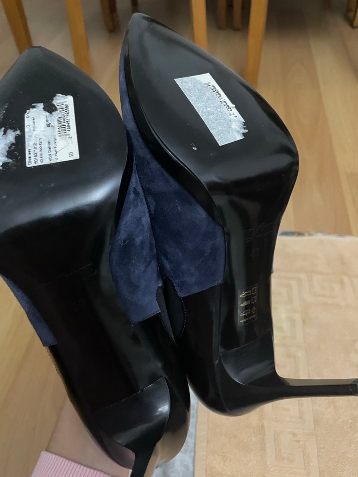 Kadın Mavi Süet Dolgu Topuklu Bot - Görsel 2