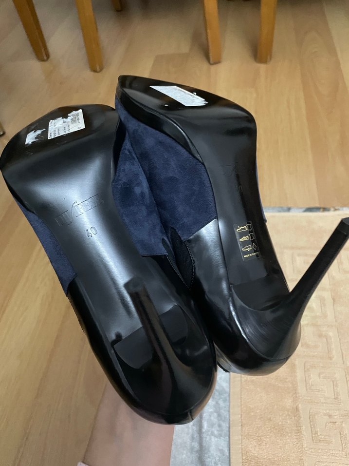 Kadın Mavi Süet Dolgu Topuklu Bot - Görsel 5