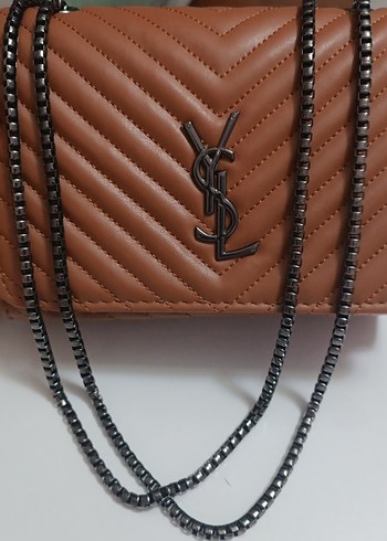 Zincir Detaylı Kahverengi Deri Yılan Desenli Çanta - Görsel 2