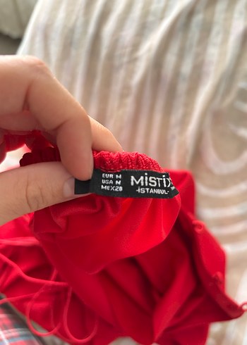 Kırmızı Drapeli Mini Elbise - Görsel 4