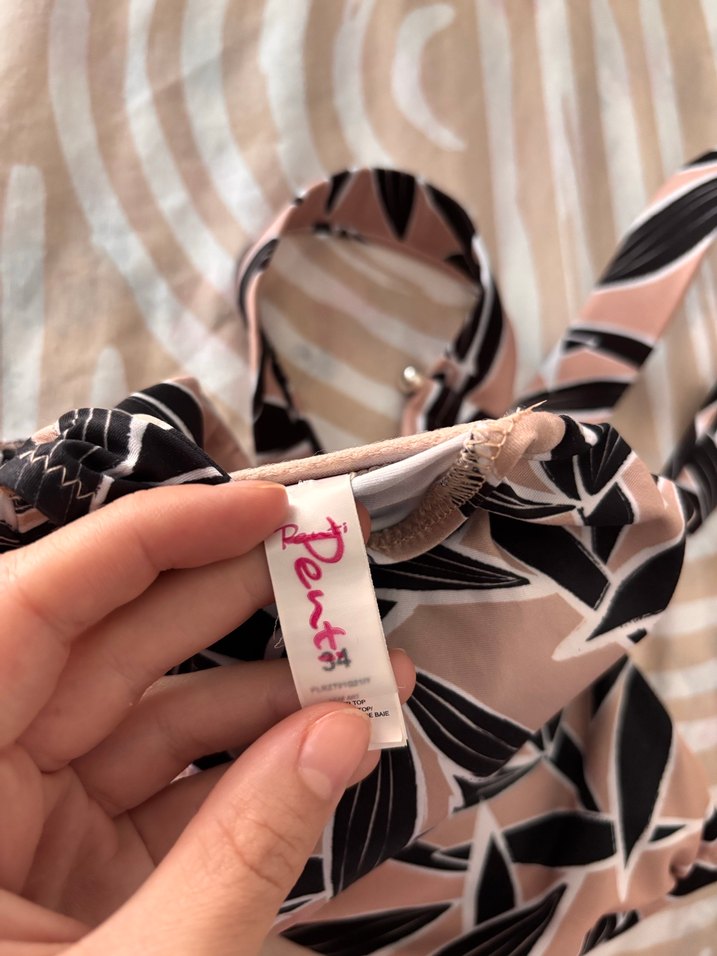 Bej Desenli Tokalı Kadın Bikini Üstü - Görsel 4