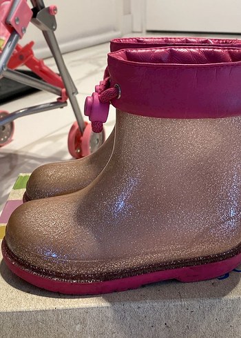 Pembe Simli Kız Çocuk Yağmur Çizmesi