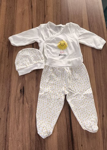 Bebek  Uzun Kollu Beyaz Desenli Takım - Görsel 2