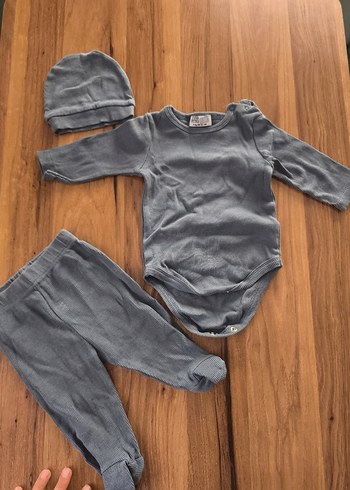 Bebek  Uzun Kollu Beyaz Desenli Takım - Görsel 6