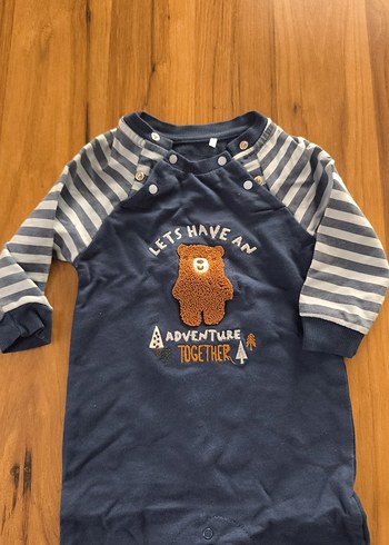 Uzun Kollu Bebek Tulum, Düğmeli, Desenli - Görsel 2