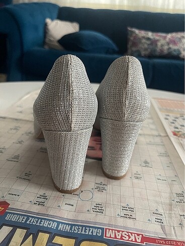 Gümüş çanta ayakkabı abiye takım - Görsel 2