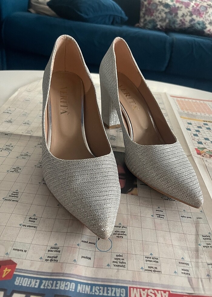 Gümüş çanta ayakkabı abiye takım - Görsel 3