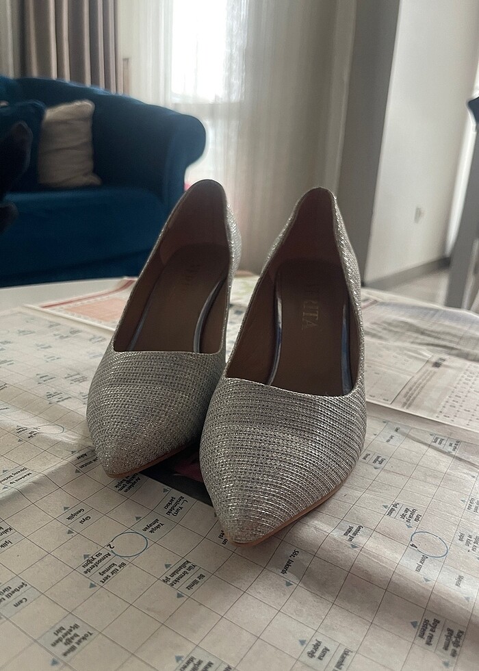 Gümüş çanta ayakkabı abiye takım - Görsel 4