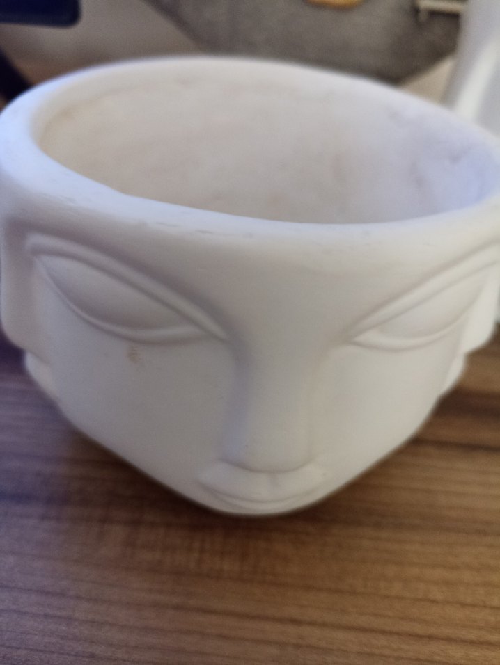 Beyaz Yüz Figürlü ikili Dekoratif Saksı - Görsel 2