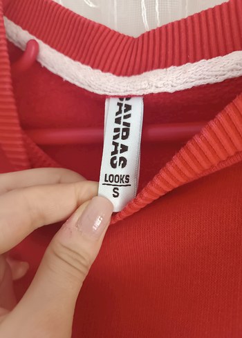s Beden Kırmızı Nakışlı Oversize Sweatshirt
