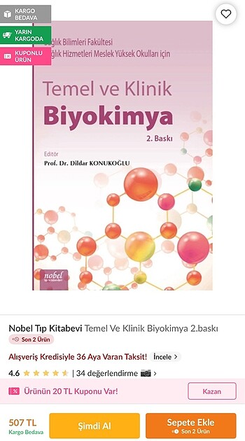 SAĞLIK BİLİMLERİ İÇİN BİYOKİMYA