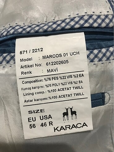 52 Beden mavi Renk Ceket