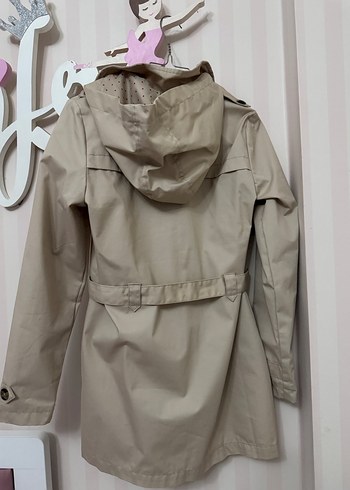 Bej kız çocuk Midi Trençkot Düğmeli - Görsel 5