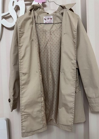 Bej kız çocuk Midi Trençkot Düğmeli - Görsel 6