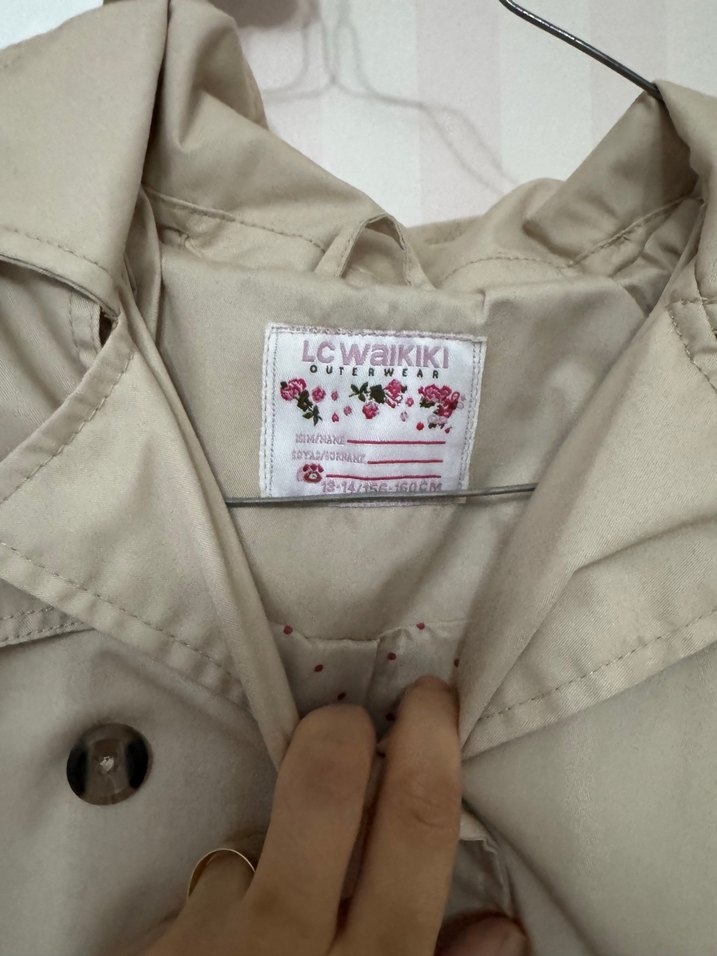 Bej kız çocuk Midi Trençkot Düğmeli - Görsel 4