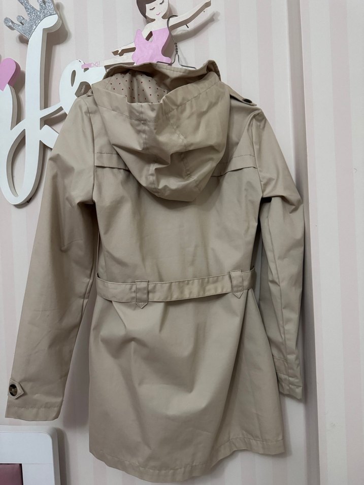 Bej kız çocuk Midi Trençkot Düğmeli - Görsel 5