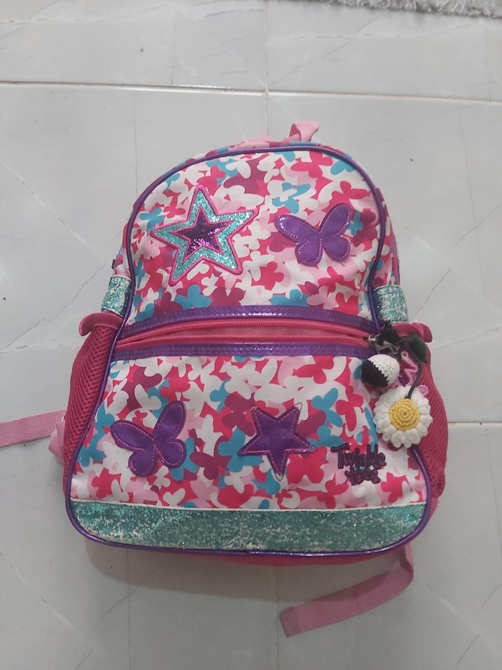 Renkli Kelebekli Pembe Çocuk Sırt Çantası - Görsel 2