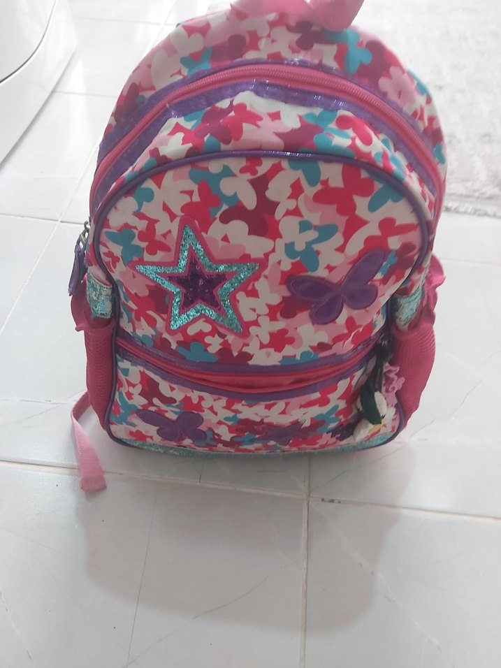 Renkli Kelebekli Pembe Çocuk Sırt Çantası - Görsel 4