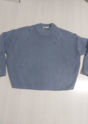 Gri Kadın Örgü Triko Kazak - Görsel 2