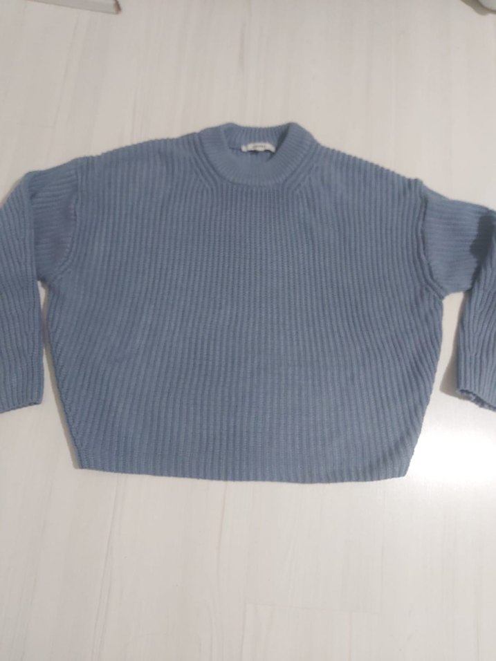 Gri Kadın Örgü Triko Kazak - Görsel 2