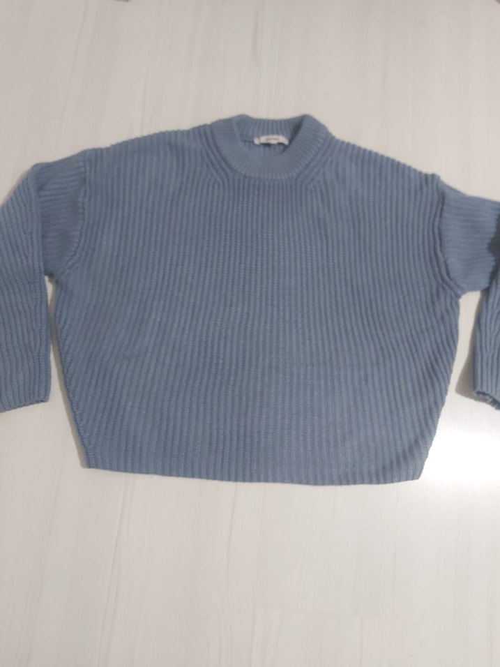 Gri Kadın Örgü Triko Kazak - Görsel 4