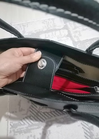 Fermuarlı Siyah Deri Kadın Çantası - Görsel 5