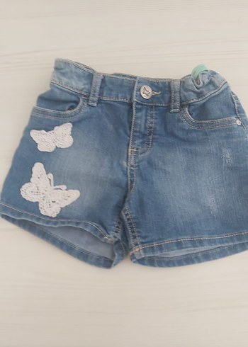 5 Yaş Beden LC Waikiki kız çocuk Nakışlı Mavi Kız Denim Şort
