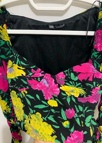 s Beden Zara Uzun Kollu S beden çiçekli crop